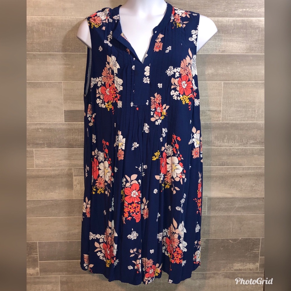 Used Old Navy Blue Floral Sleeveless Dress- XXL